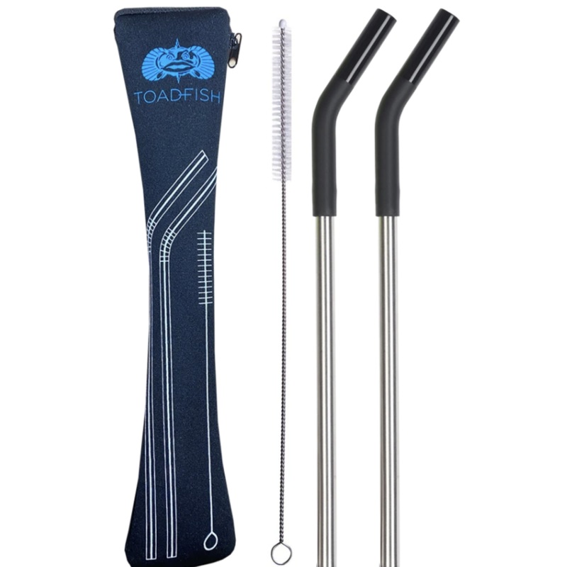 Toadfish 2 Pack Stainless Steel Straws w/ Case & Cleaner
