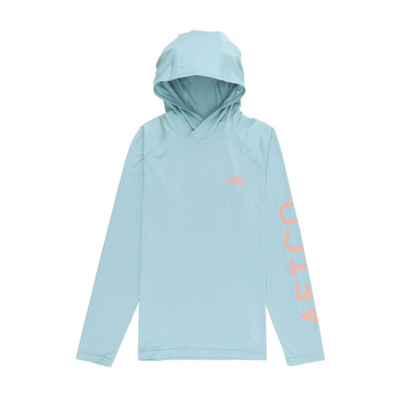 Aftco Youth Samurai Hood Performance LS Shirt Aquifer Small