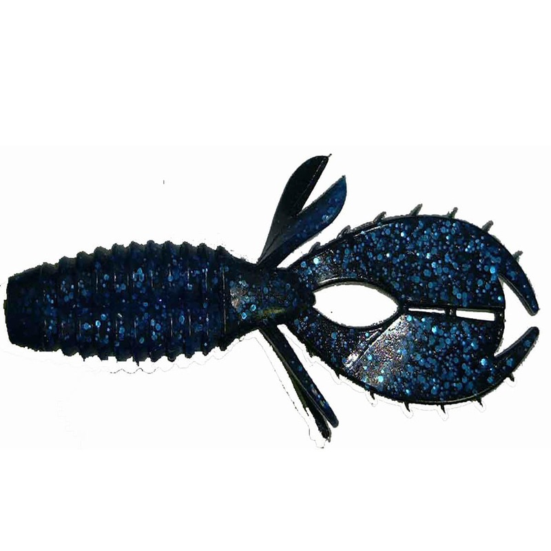 Big Bite Baits YoMama Black / Blue Metal Flake Lam 3″ 10 Pack
