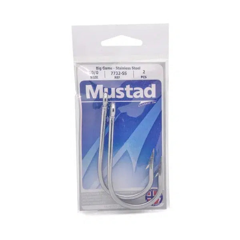 Mustad 7732SS Southern & Tuna Stainless Steel Big Game Hook 12/0 10 Pack
