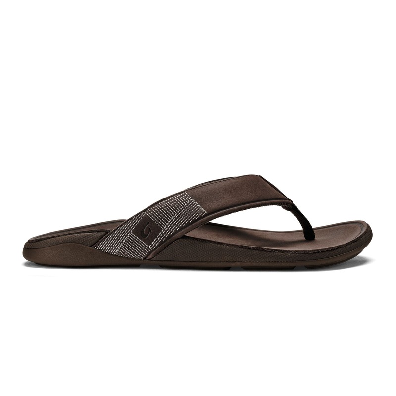 OluKai Mens Tuahine Sandals DK WOOD/DK WOOD 8