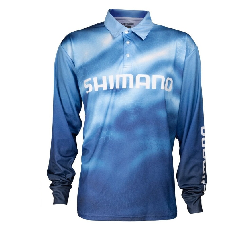 Shimano Technical Fishing Jersey Shirt Navy Camo 2 Large