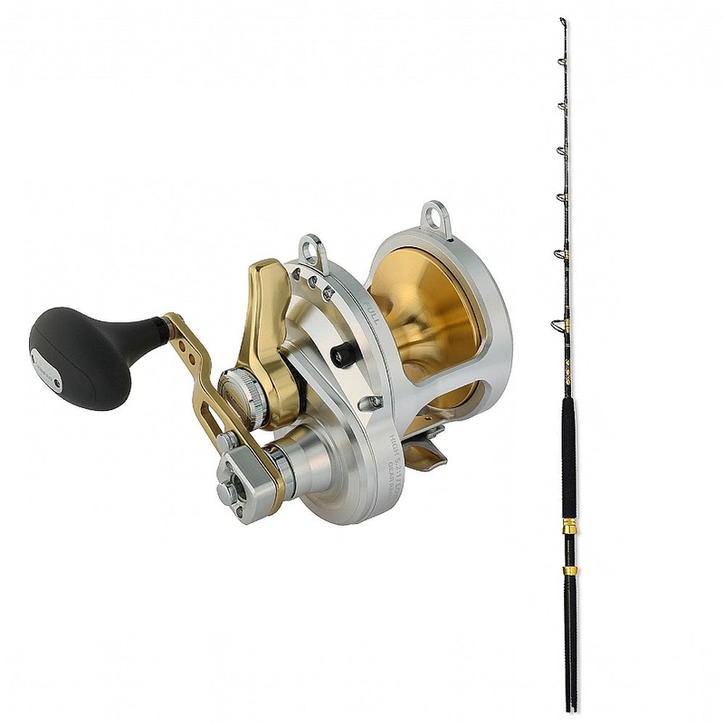 SHIMANO TALICA 20II LD 2Spd w/ CHAOS ECL 30-50 SIC 2PC 6FT Black/Gold Combo