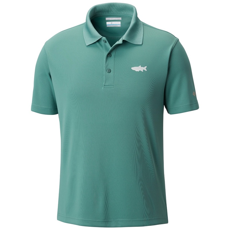 Columbia PFG Fish Series Polo Mens Shirt Thyme Green Large