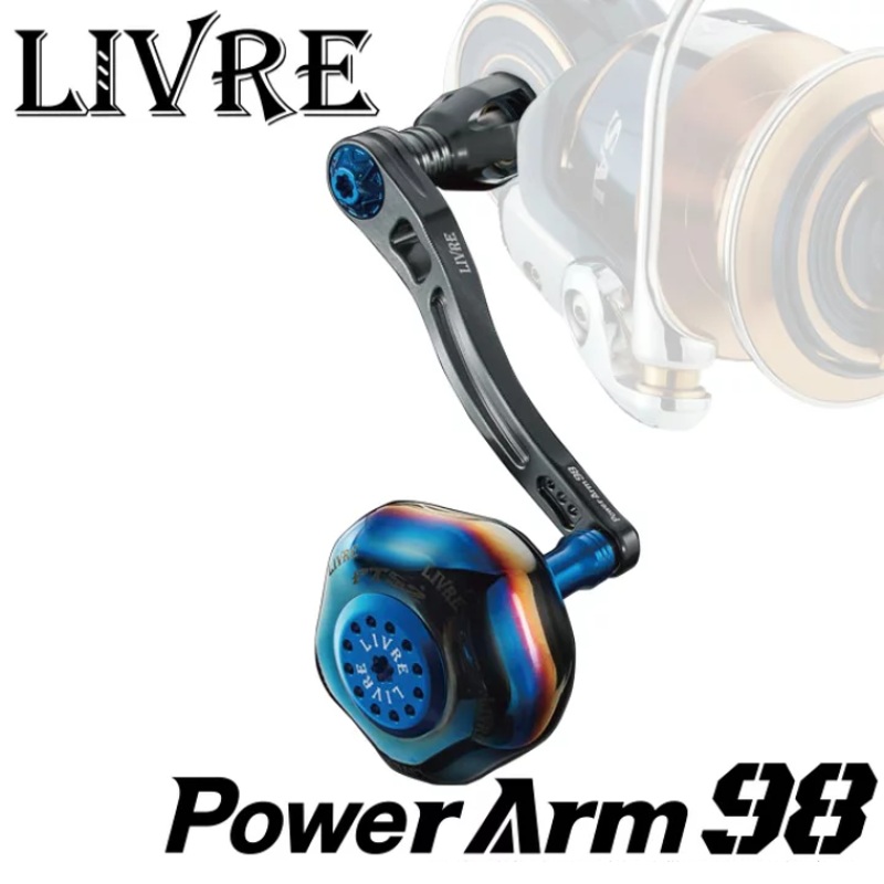 Livre Spinning Custom Handle POWER ARM 98 for Daiwa 8000 – 14000 GunMetal x Gold