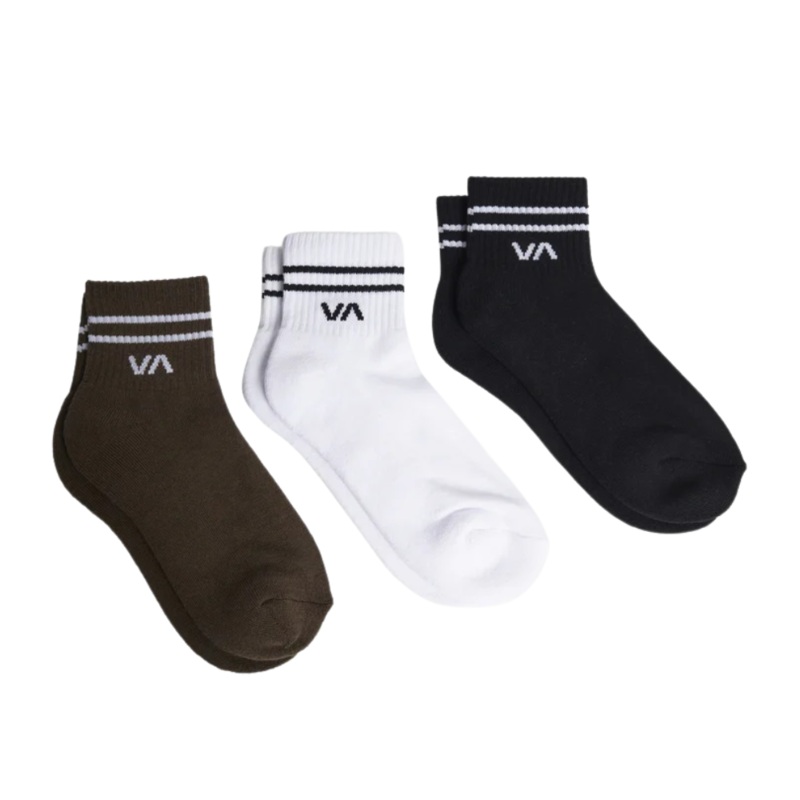 RVCA Womens VA Mini Crew Sock 3PK Black
