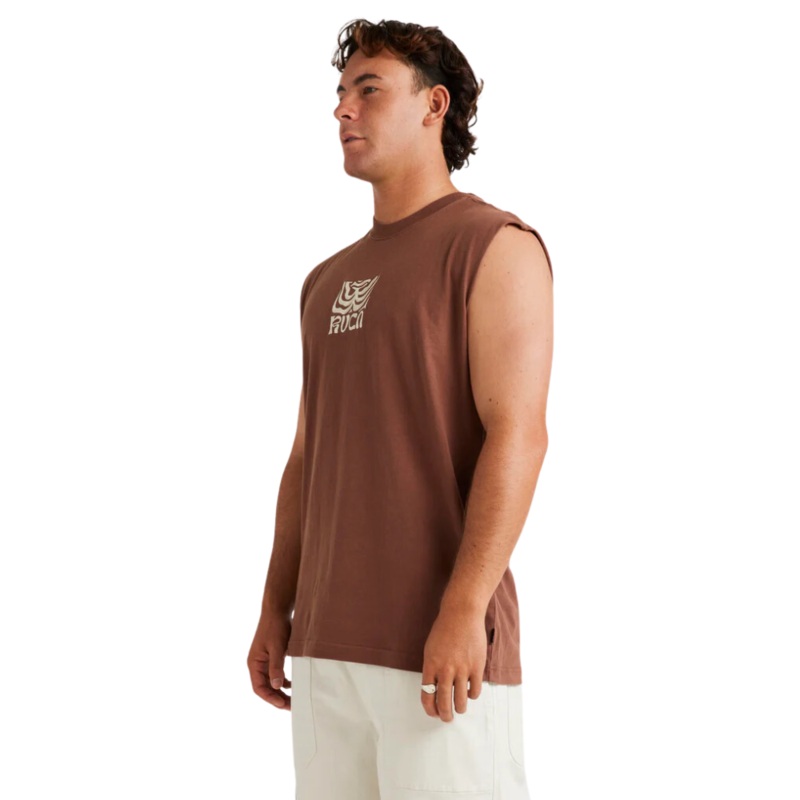RVCA Fronds Muscle Tee S Hazelnut