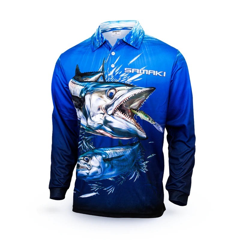 Samaki Spanish Mackerel Long Sleeve Fishing Jersey Shirt – Adult Large
