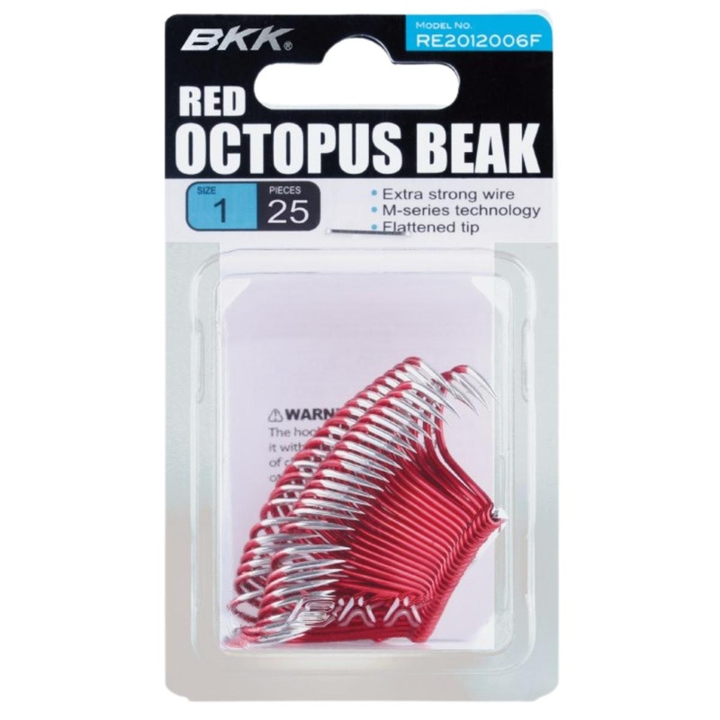 BKK Octopus Beak Hooks Red 25 Pack 5/0