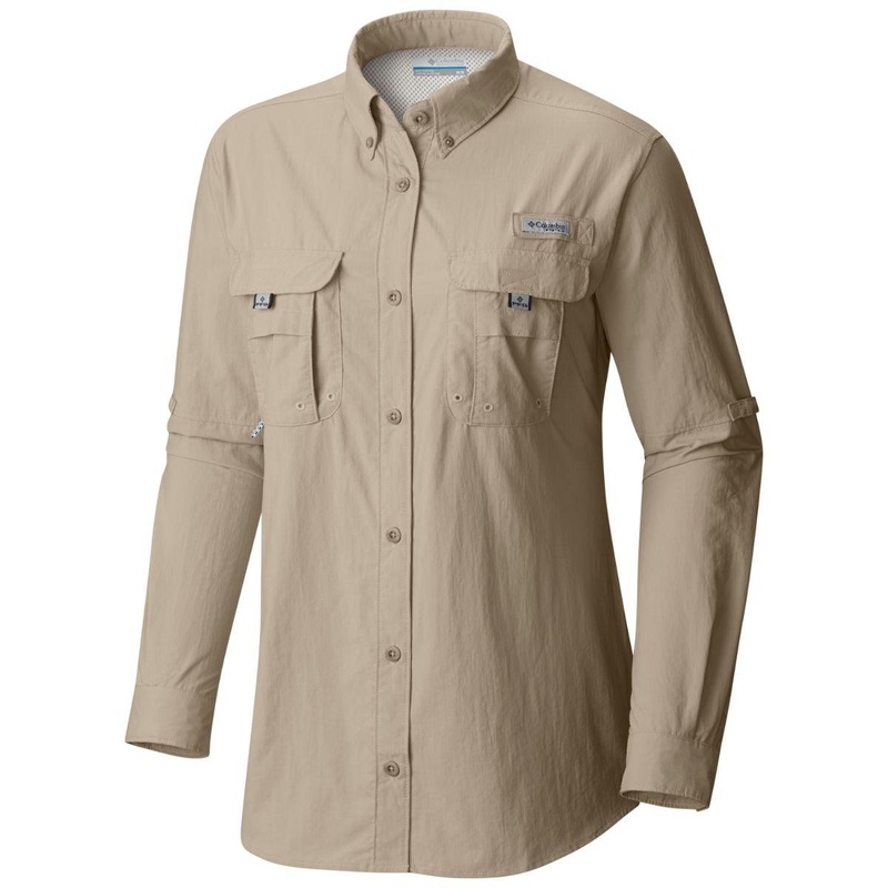Columbia PFG Bahama Long Sleeve Shirt Womens Fossil XS Fossil