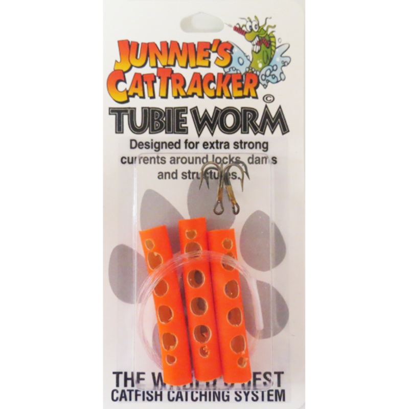 Junnie’s Cat Tracker Tubie Worm Hot Orange