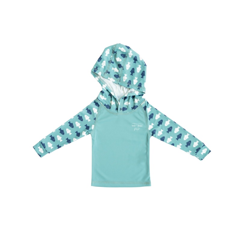 Keep The Littles Wild UV Hooded Sun Shirt 2T Blue Fin