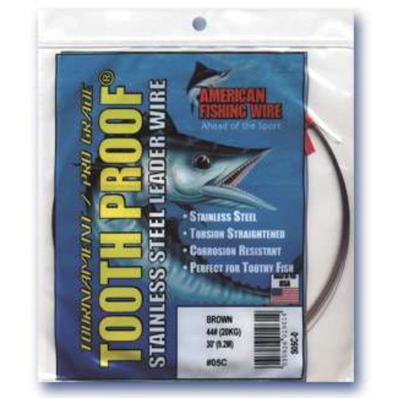 American Fishing Wire Tooth Proof Stainless Steel Leader Wire (1/4 lb Coil) Brown 105 lb