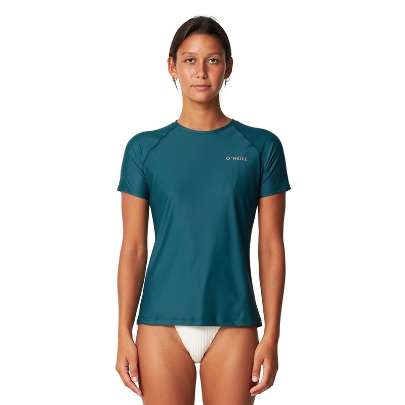 O’Neill Women’s Salina Solids UV Short Sleeve Rash Tee 10 Deep Teal