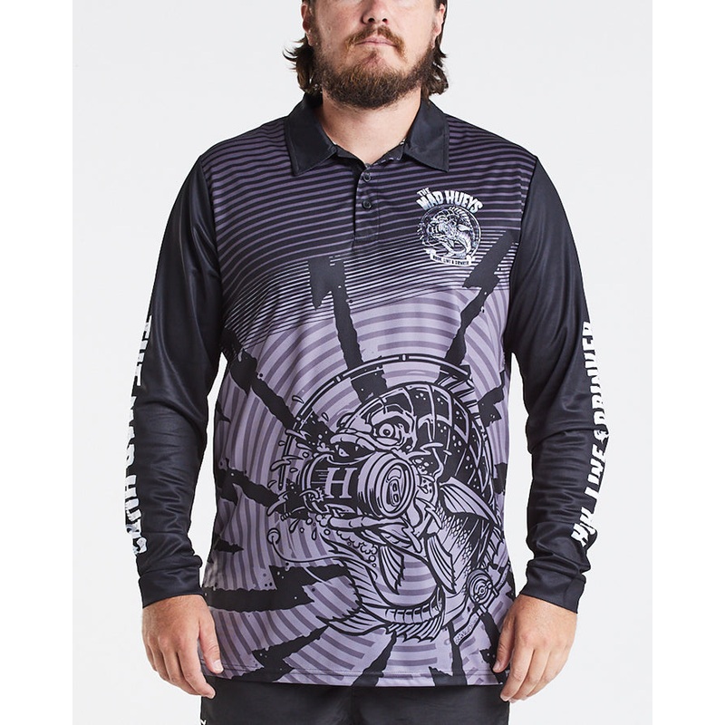 The Mad Hueys Hook Line And Drinker Fishing Jersey – Black Large