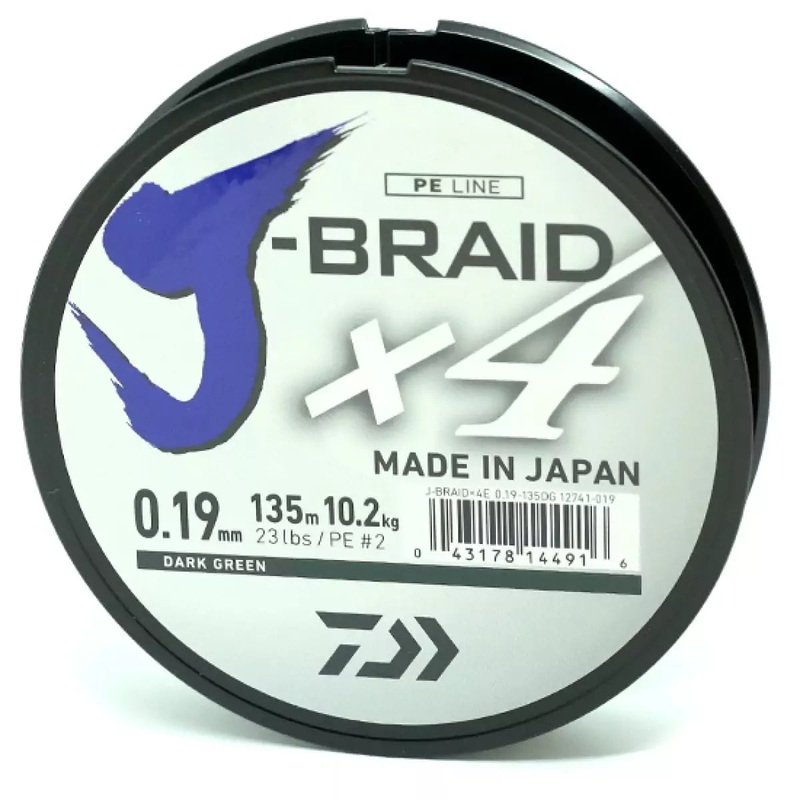 DAIWA J-Braid X4E Dark Green – 135m 0,07mm-2.6kg