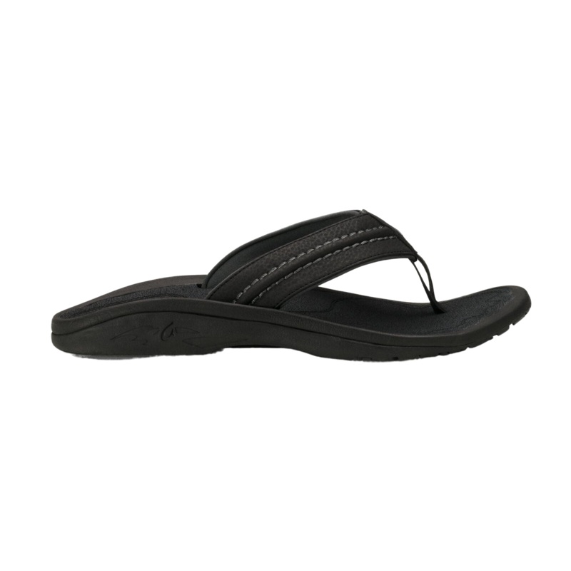OluKai Mens Hokua Sandals-Black/Dark Shadow 8