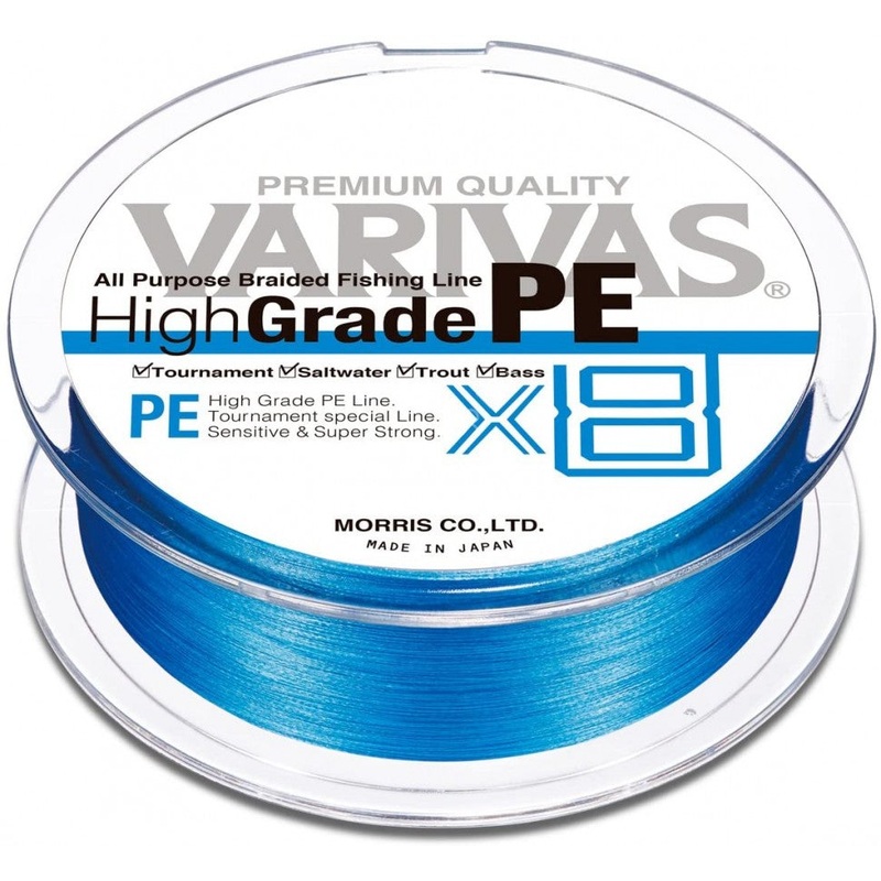 Varivas High Grade PE X8 Braided Fishing Line Ocean Blue – 150m PE 0.6