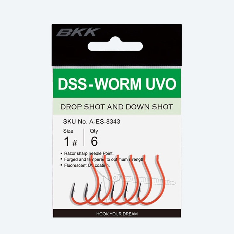 Hameon Drop-Shot BKK DSS-Worm UVO #2/0 – 5 pcs
