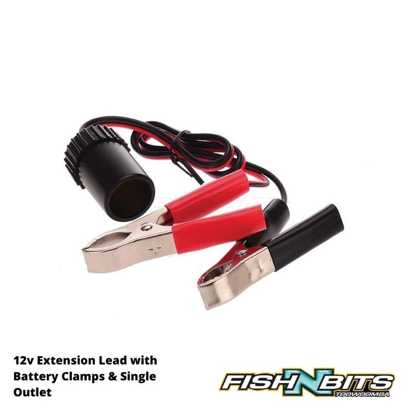 OZtrail – 12v Extension Lead with Battery Clamps & Single Outlet