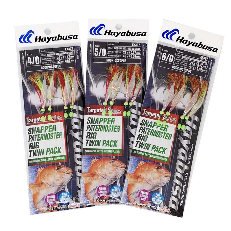 Hayabusa Snapper Paternoster Flasher Rig Twin Pack EX307 #4/0