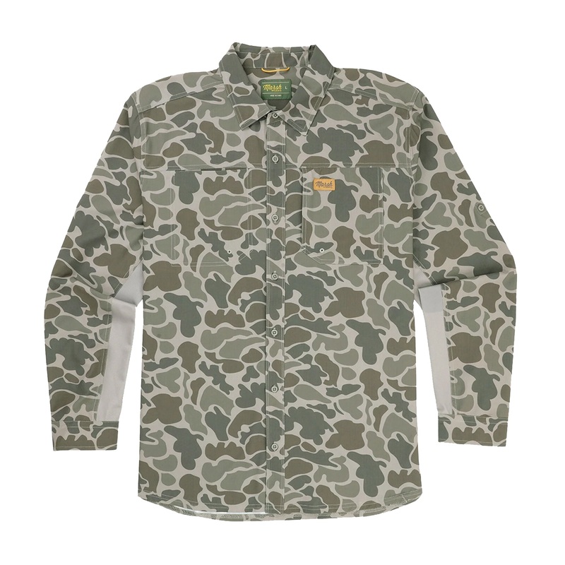 Marsh Wear Lenwood HG Tech Long Sleeve Shirt Dark Green Mallard Camo Small
