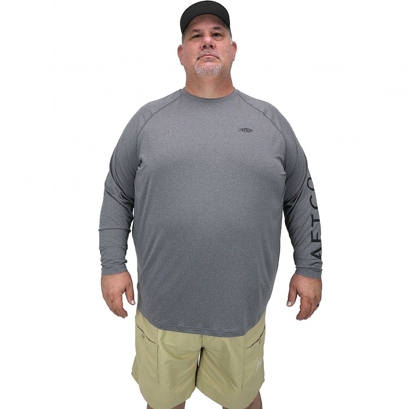 AFTCO Big Guy Samurai Performance Long Sleeve Shirt Steel Heather 3XLarge