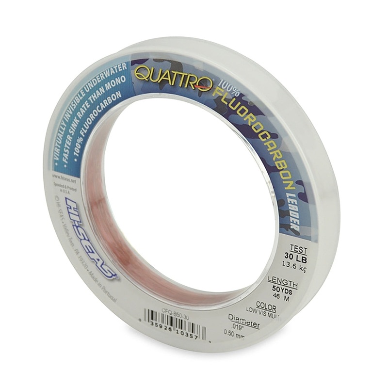 Hi-Seas Quattro Fluoro Leader 50yds – 4-Color Camo 12#
