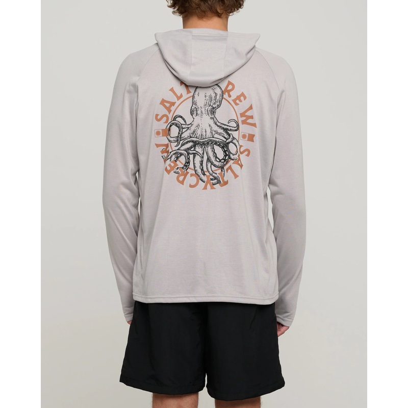 Salty Crew Tentacles Hood Sunshirt Stone Grey M