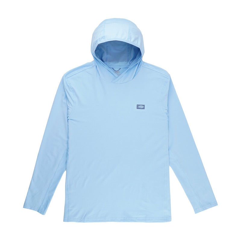 Aftco Air O Mesh Hooded Microfiber Sun Shirt Air Blue Heather Small