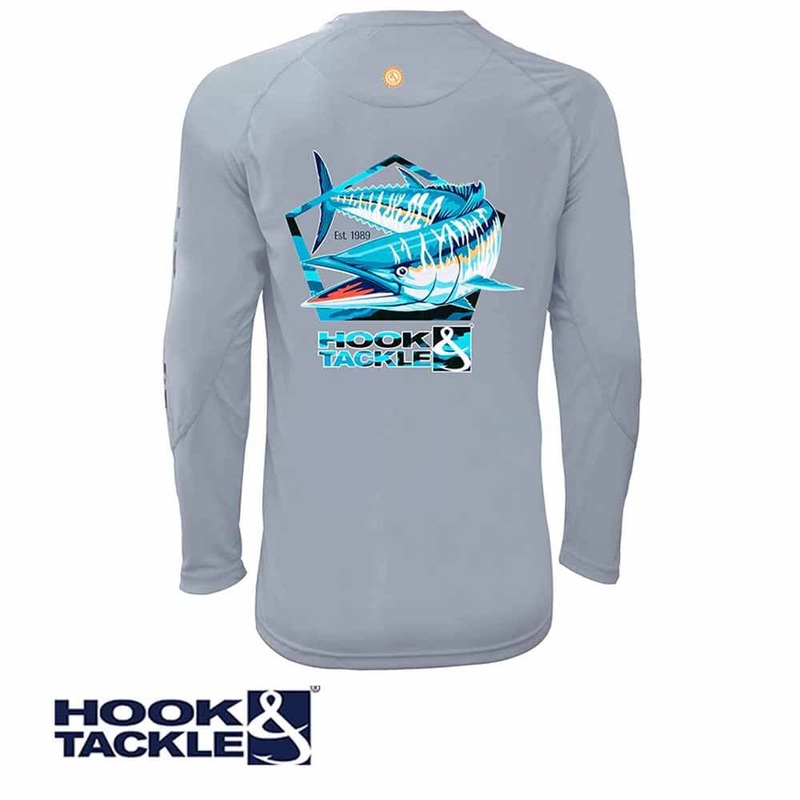 Hook & Tackle Grey L/S Wahoo Pentagon Performance Shirt LARGE