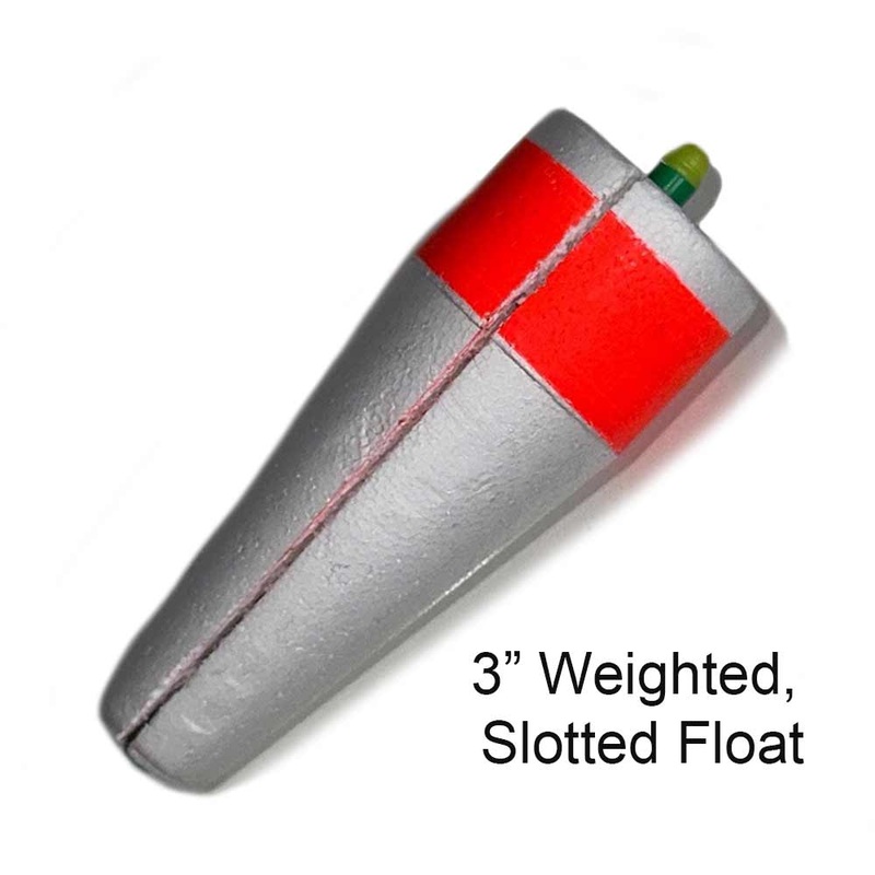 2IN Red/White Slotted Weighted Popping Float 2″