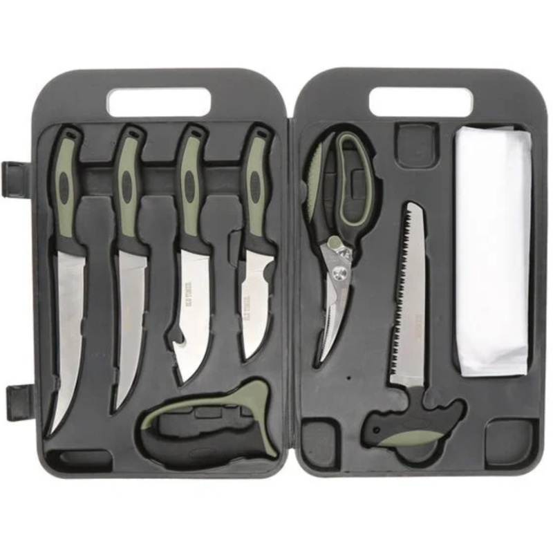 Old Timer Camp Field Dressing Kit with Hand Sharpener, Bone Saw & Shears and Hard Storage Case