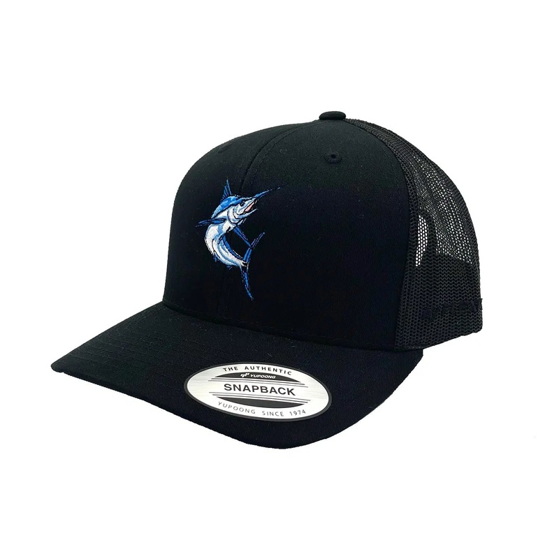 Fishing Station 6606 Classic Retro Trucker Hat Black – Blue Marlin