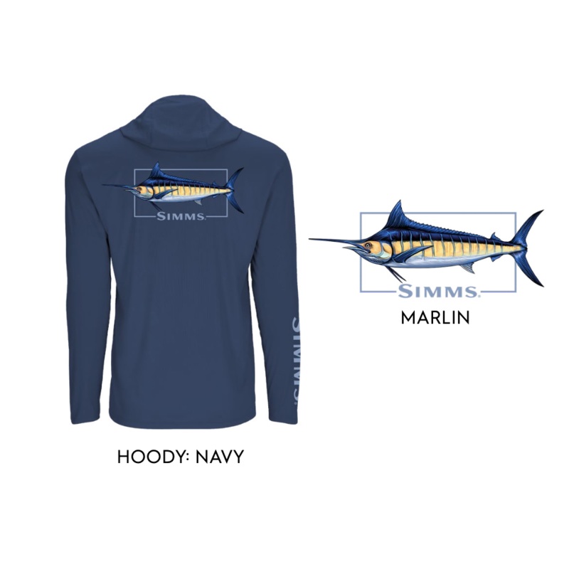 Simms Graphic Solartech Hoody Blue Marlin M