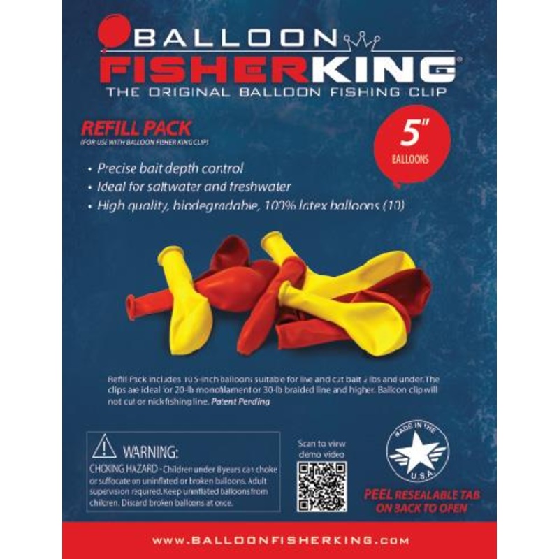 Balloon Fisher King Latex Balloon Refill Pack 5″ 10/pk