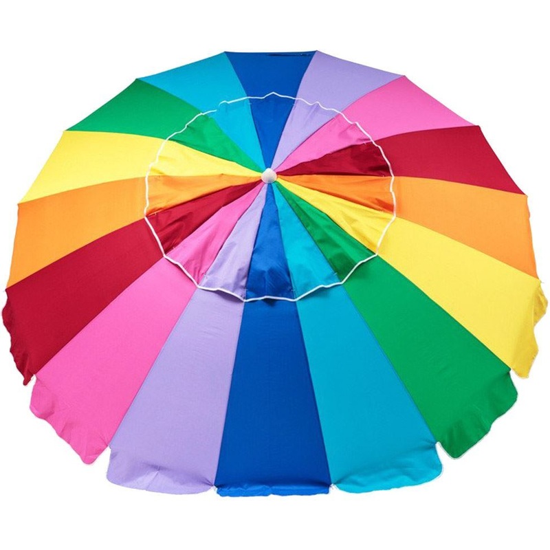 Beachkit Rainbow 240cm Premium Beach Umbrella with Sand Auger – 10107RB