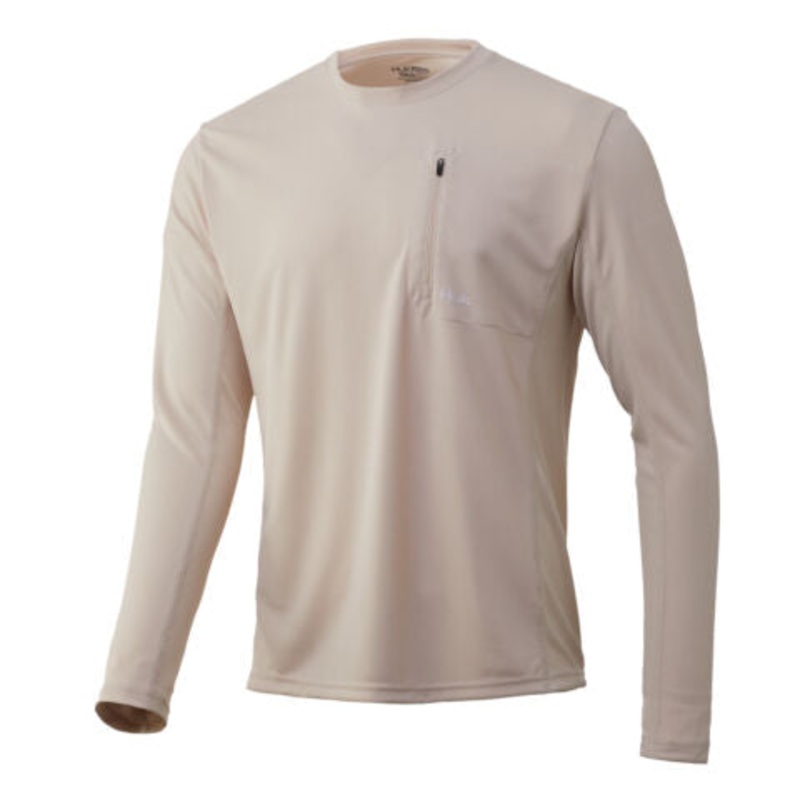 Huk Men’s Icon X Solid LS Vented Pocket Shirt H1200284 Bone (102) Medium