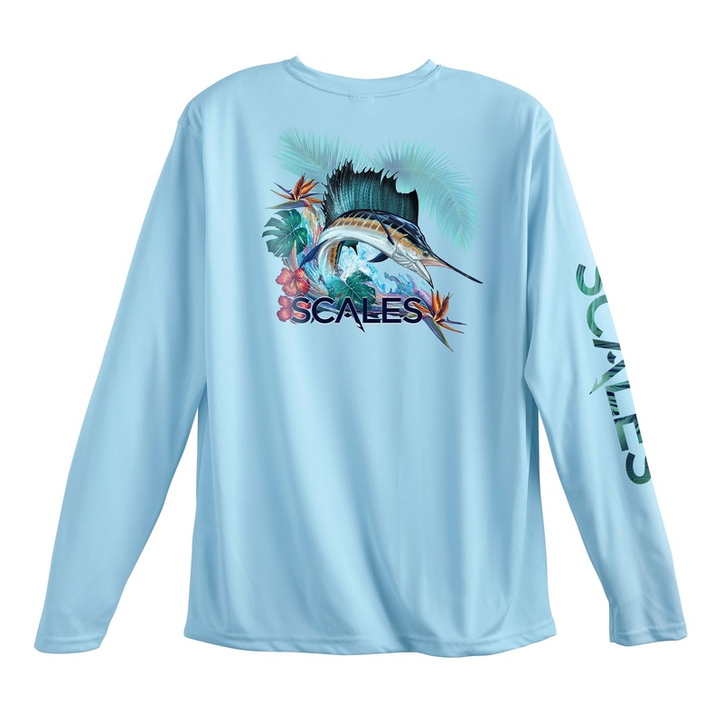 SCALES Men’s Sail Dream Long Sleeve Performance Shirt Light Blue Small