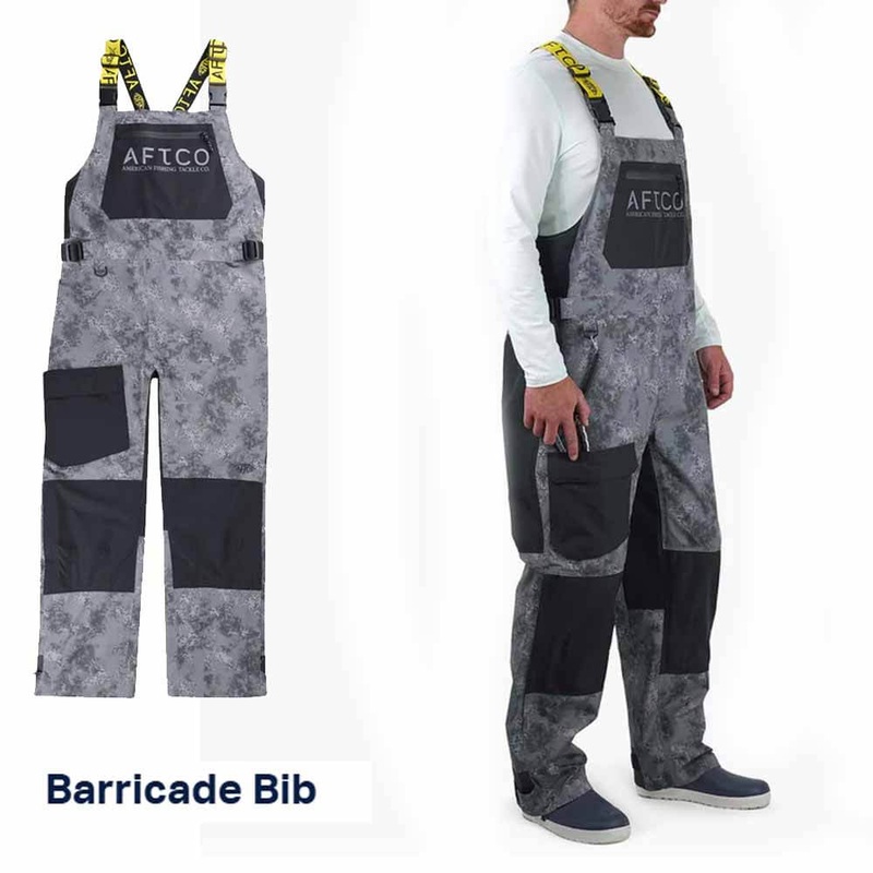 Aftco Charcoal Acid Camo Barricade Fishing Bib LARGE