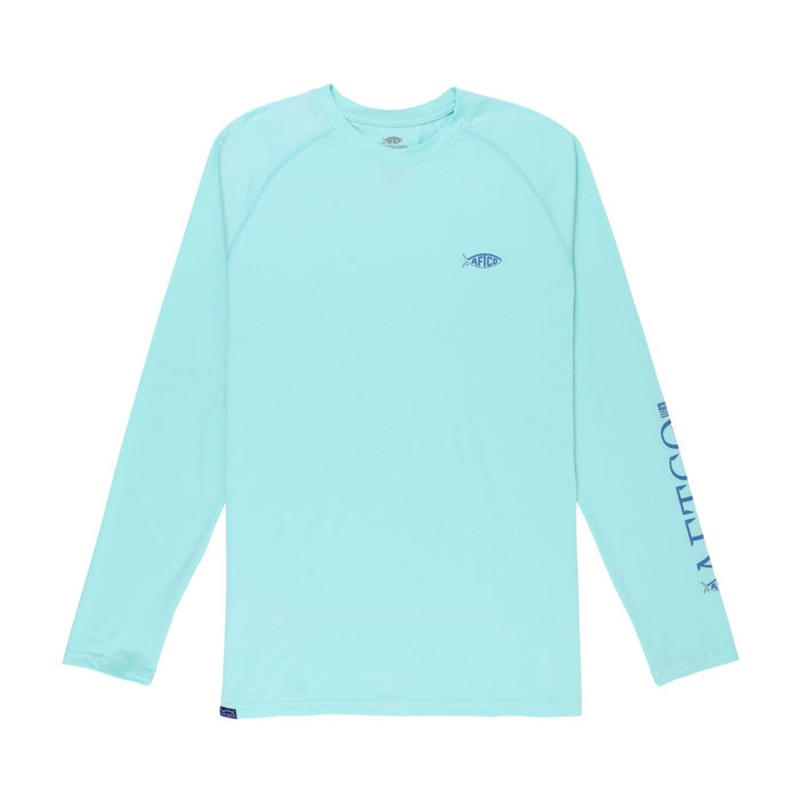 AFTCO Men’s Yurei Long Sleeve Air-O-Mesh Performance Shirt Bahama Heather Small