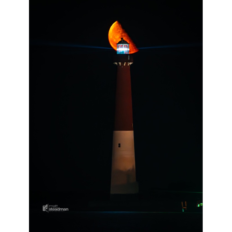 Moon Rise over Barnegat Lighthouse Photo Print 8×10 in.