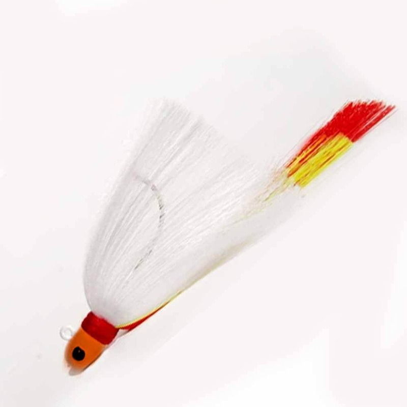 First Light Tackle Orange Head White Body Chartreuse Red Tail Flair Hawk Snook Jig 1.5OZ