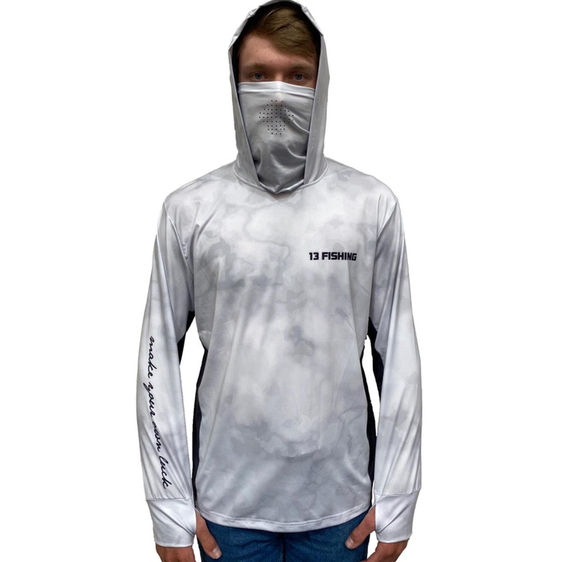13 Fishing Hooded Performance Fishing Jersey Shirt Large