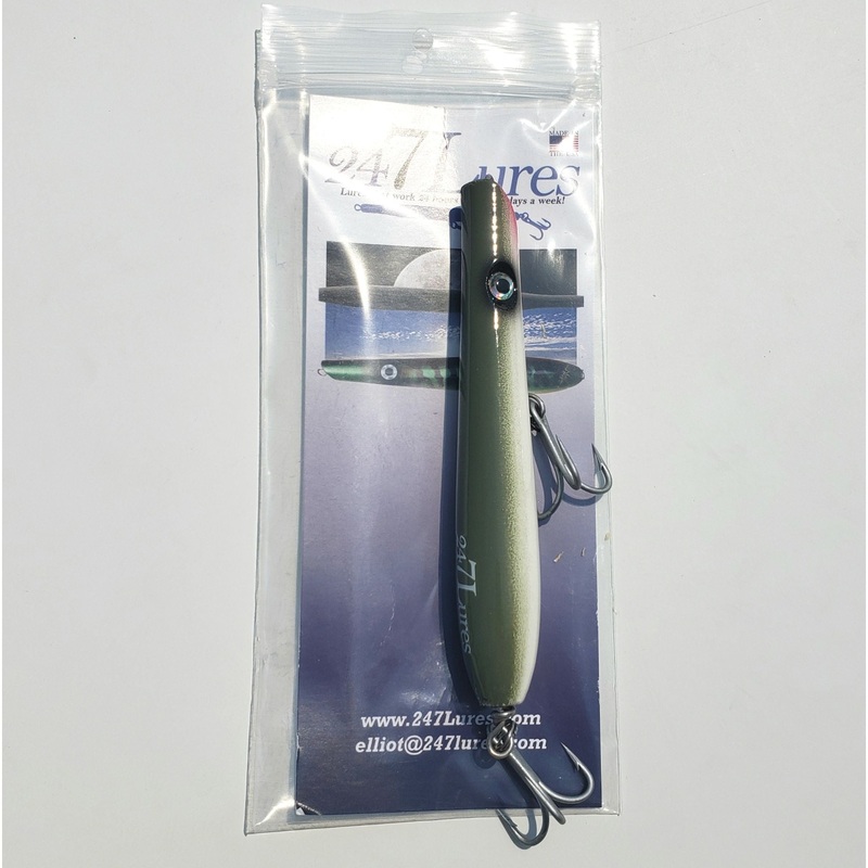 247 Lures Fish Stick Topwater Popper Olive Green