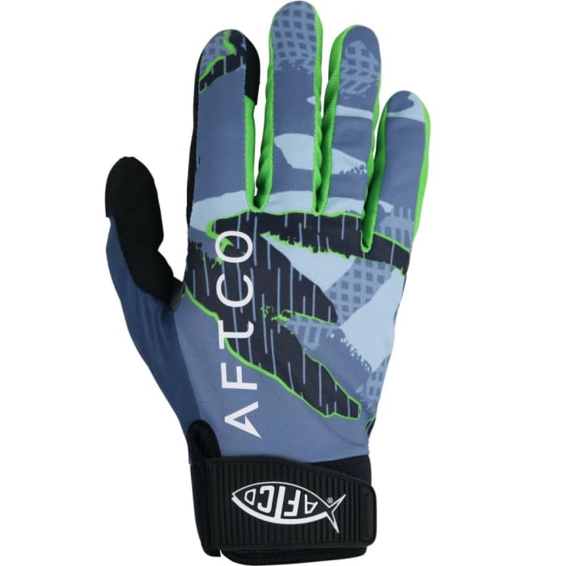 Aftco Blue Camo Jigpro Gloves LARGE
