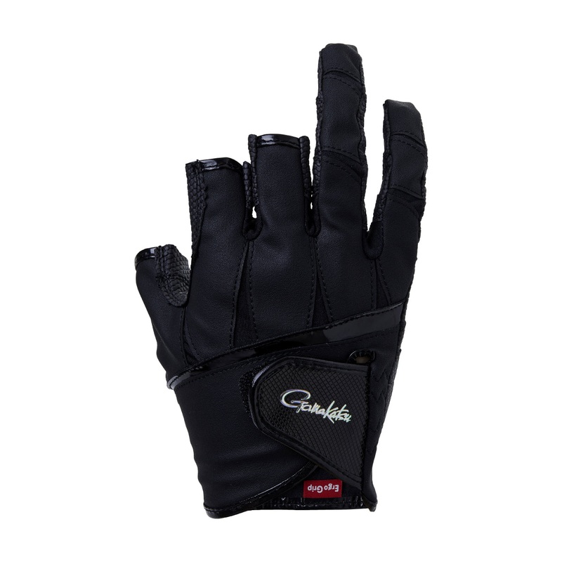 Gamakatsu Ergo Grip Fishing Gloves (3 Cuts) GM7295 Black/Black – M