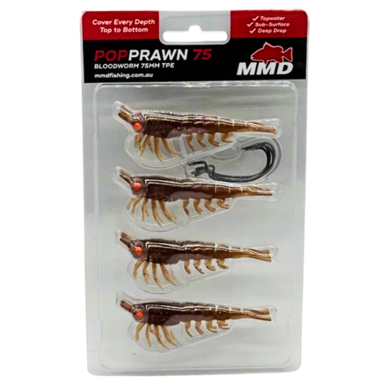 Mmd Pop Prawn Soft Plastic Lure 75mm Bloodworm