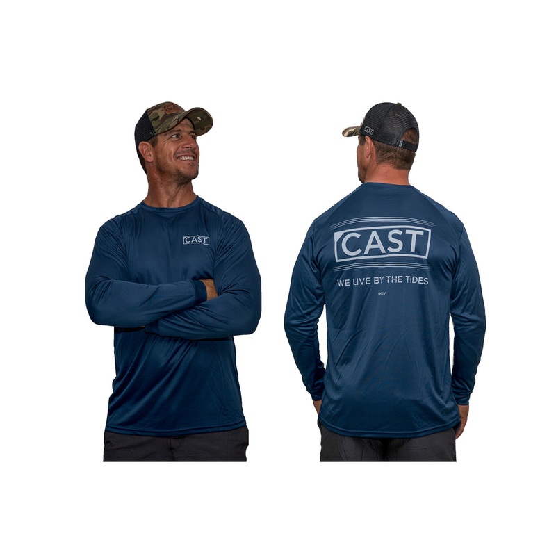 Cast We Live By The Tides Performance Long Sleeve Fishing Jersey Shirt Large