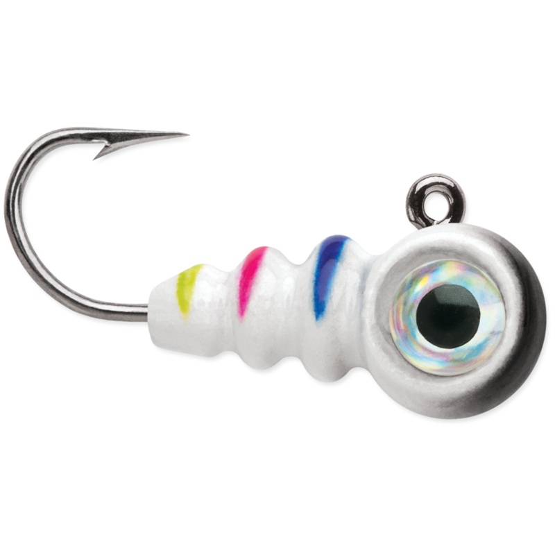 VMC Tungsten Larv Eye Jig 1/32oz Glow Black Wonderbread